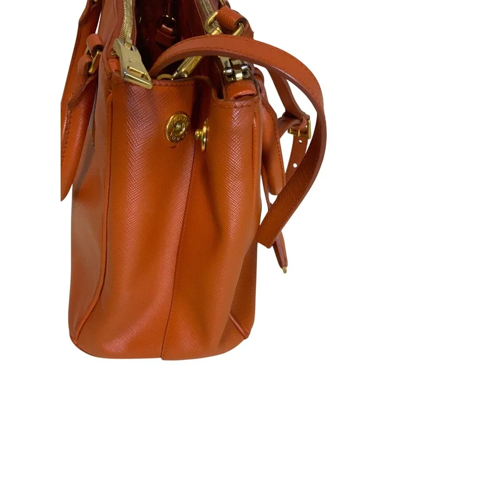 Prada Galleria Saffiano Leather Handbag Orange Gold Hardware Tote Bag BN1874